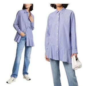 Veronica Beard Gilda ￼ oversized button down glass asymmetrical hemline size 4